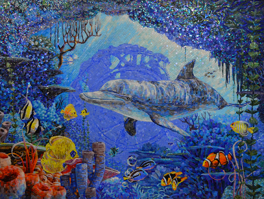 Artistic mosaic panel “Underwater World”